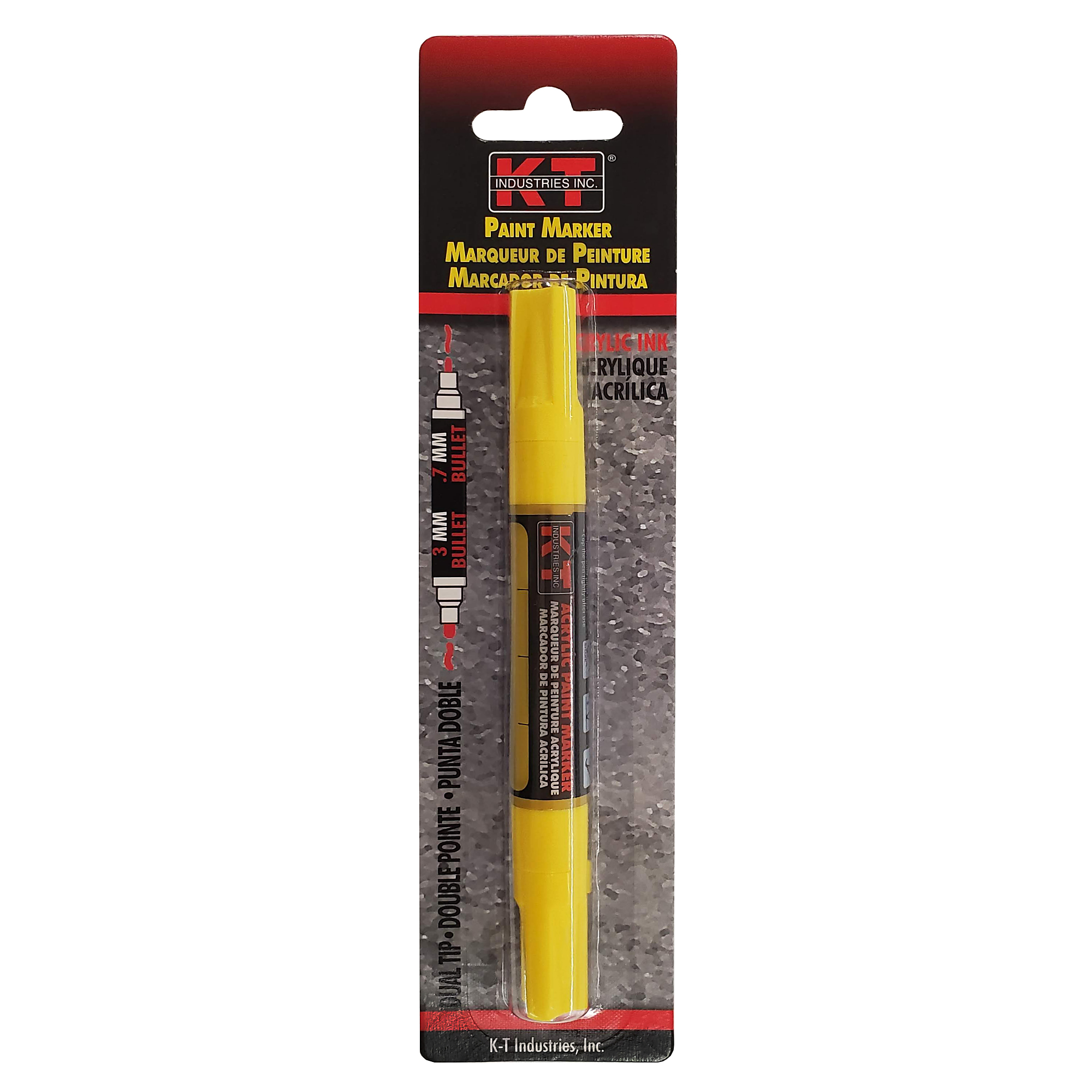 K-T Industries Dual Tip Acrylic Paint Marker — Yellow, Water-Based, Non-Toxic, 3mm and 0.7mm Nibs, Model# 5-0005